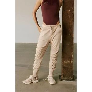 Free People Movement Rematch Pants in Doe Small Pull On Drawstring Waist Pockets
